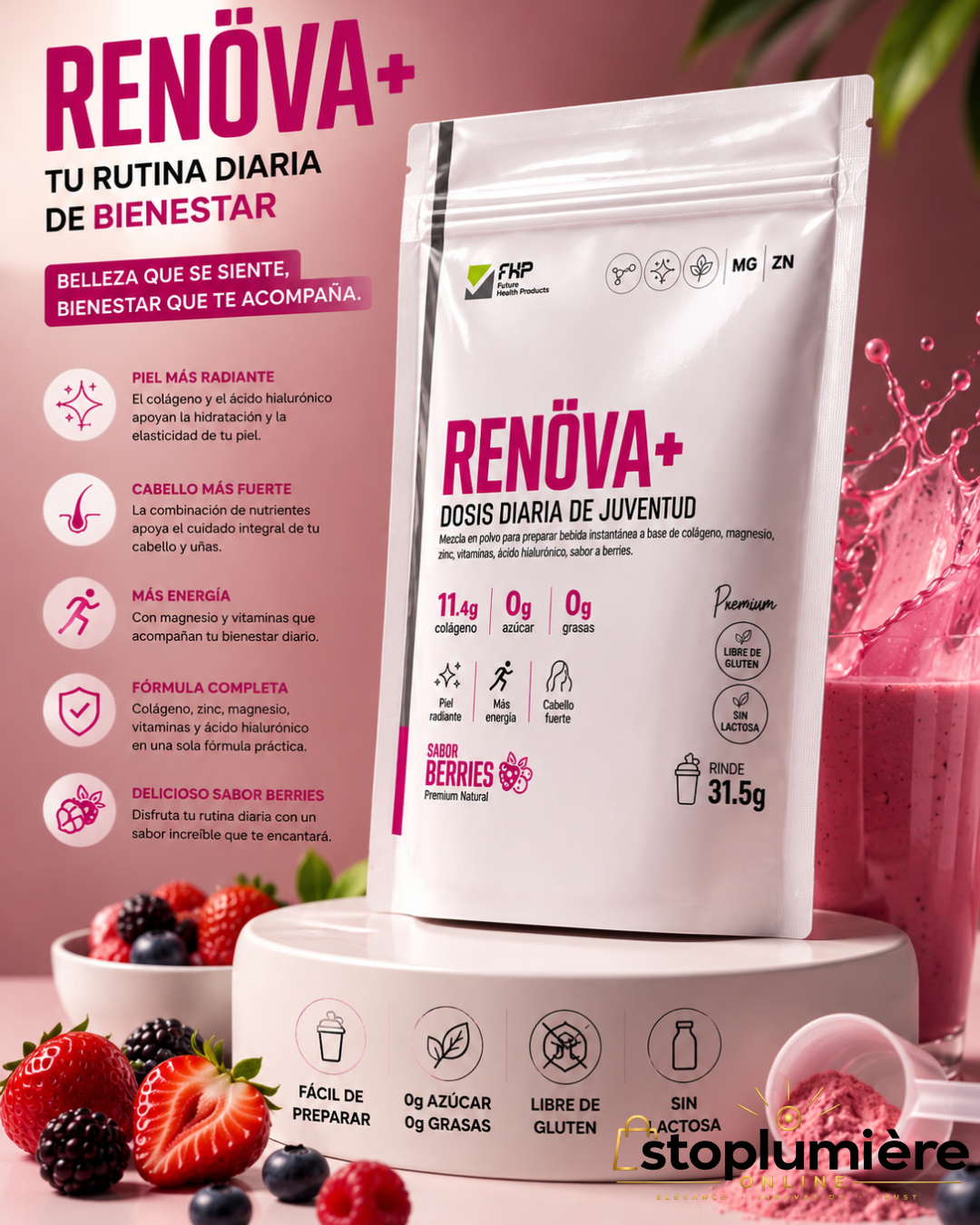 Renova Colágeno Hidrolizado con Biopéptido Activos Berries